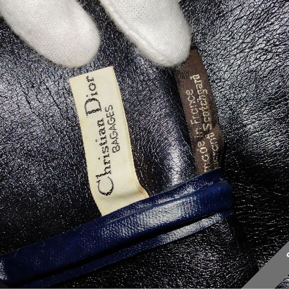Christian Dior Navy & Cream Oblique Diorissimo Vintage Trotter Boston Bag Auth - Picture 13 of 13